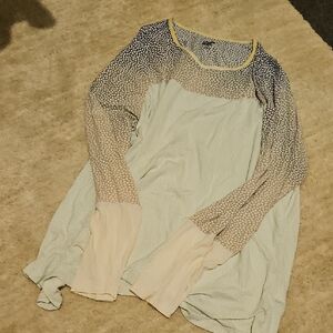 Lands' End Blue and Cream Long Sleeve Swim Top